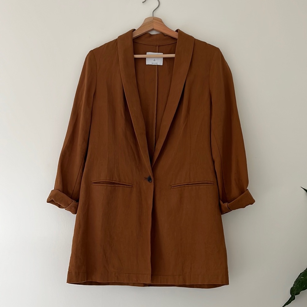 Old Navy Linen Blazer in Burnt Ochre